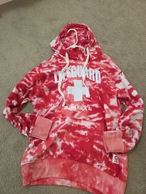 Lifeguard Tie-Dye Pullover Hoodie - Red/White